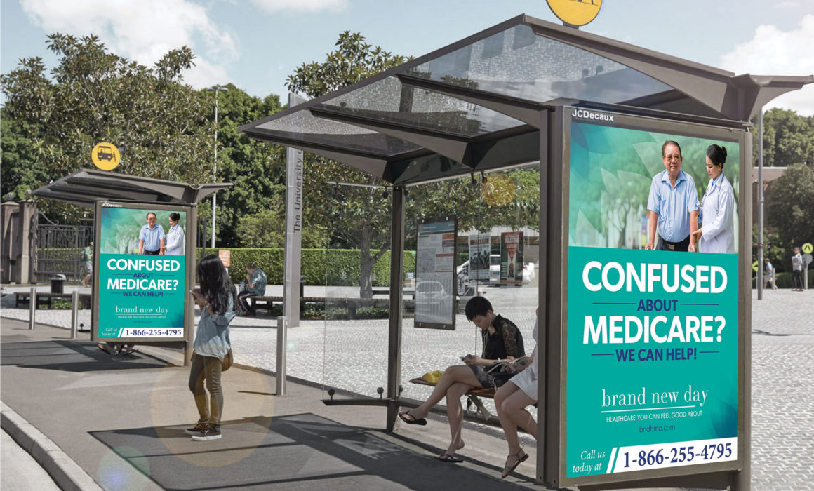 Brand New Day Healthcare out-of-home bus shelter creative